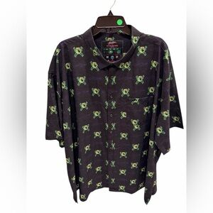 Retro Rifle Arcade Series 2 Frogger Button Down Shirt Blue Green Size 4XL